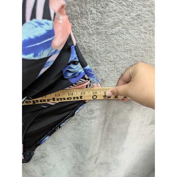 DKNY Swimsuit Womens XL Halter Shirred Floral Print Black One‎ Piece Retail $118 - Picture 8 of 11